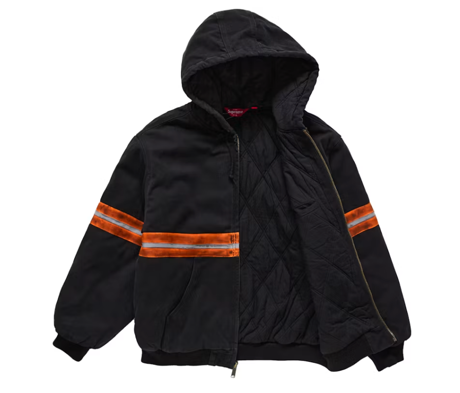Supreme Reflective Stripe Hooded Work Jacket Black