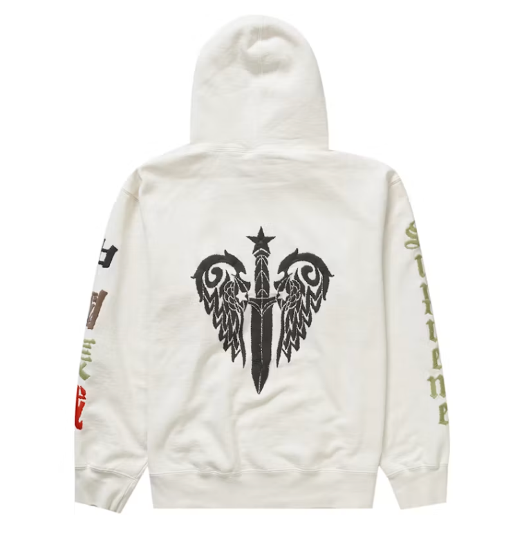 Supreme Great China Wall Sword Hooded Sweatshirt White