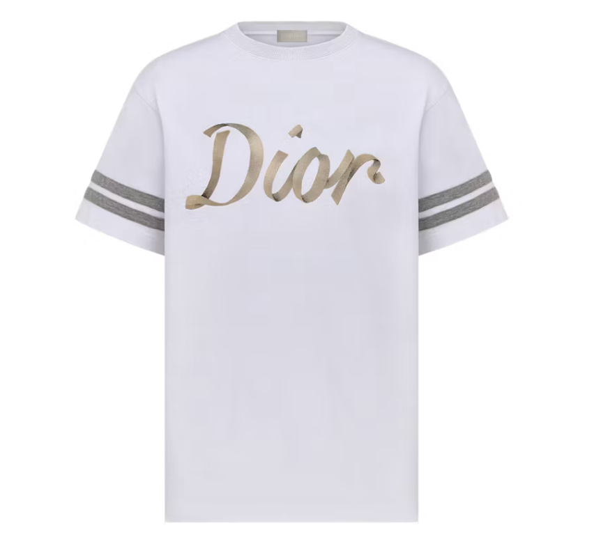 Dior Relaxed Fit Ribbon Logo T-Shirt White