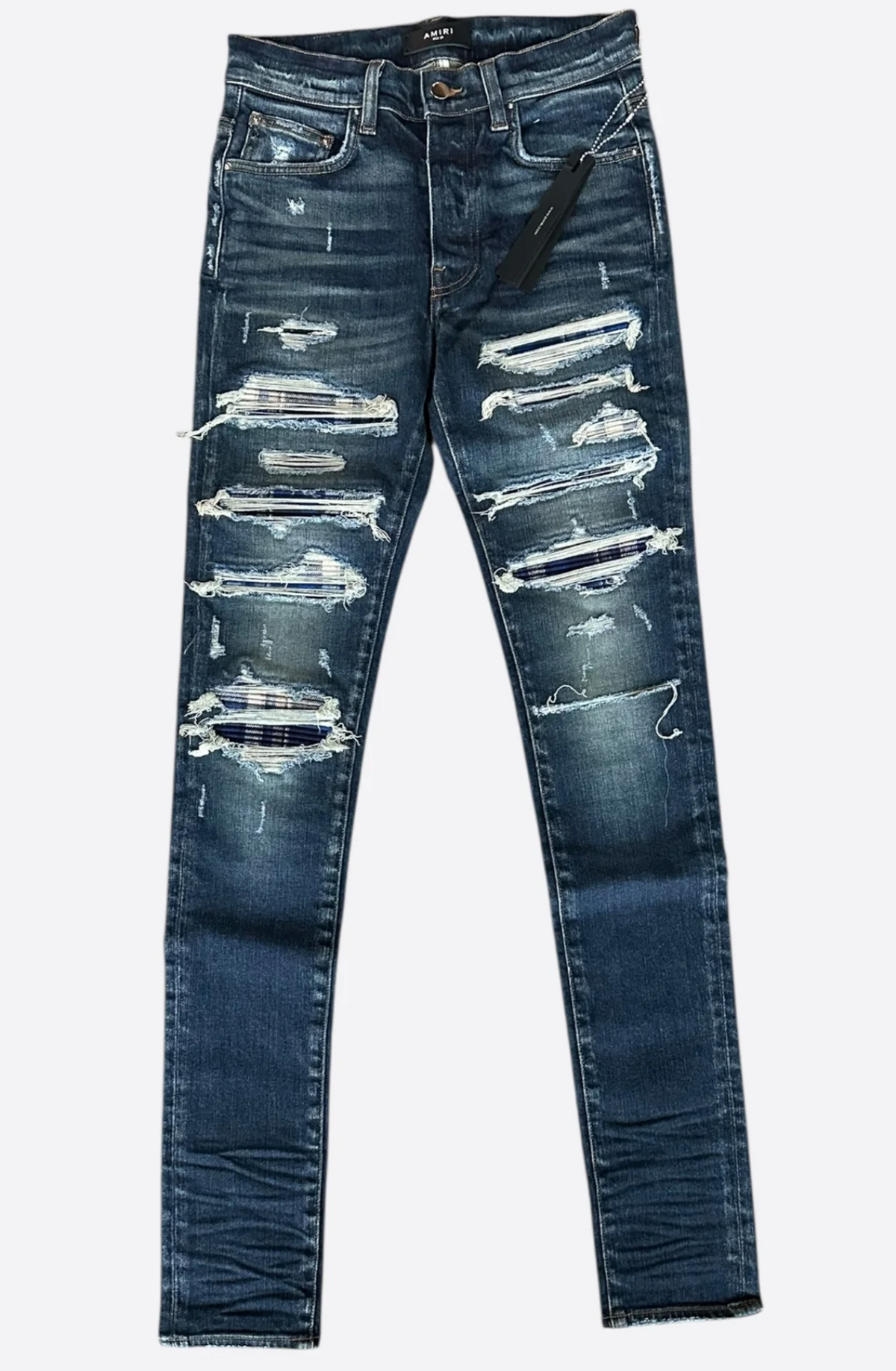 Amiri Thrasher Plaid Blue Flannel Jeans Deep Classic Indigo