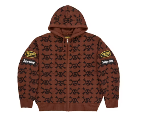 Supreme Vanson Leathers Skull Zip Up Hooded Sweater