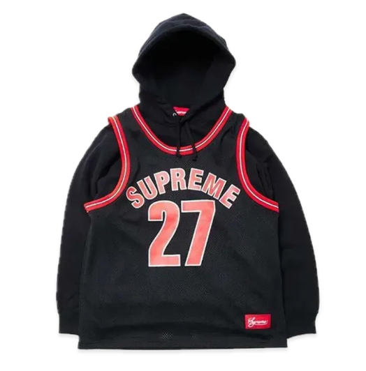 Supreme Basketball Jersey Hooded Sweatshirt Black