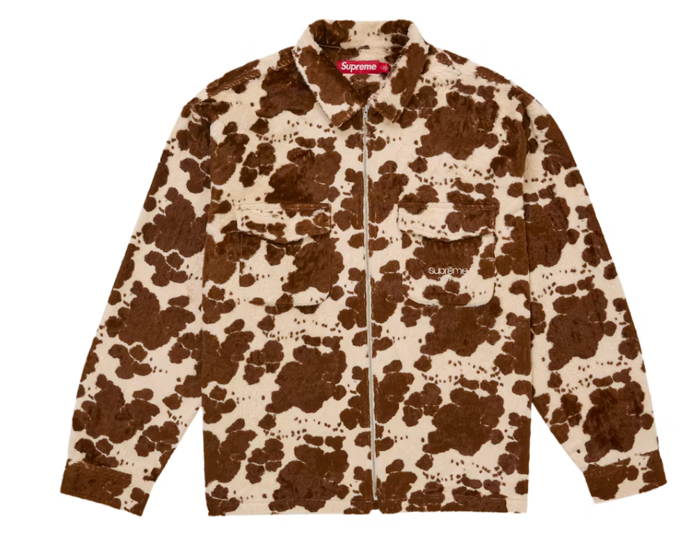 Supreme Faux Fur Zip Up Shirt Cow