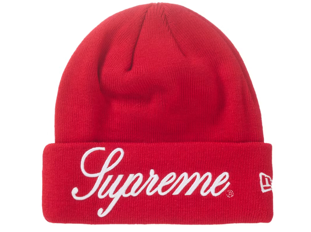 Supreme New Era Script Beanie Red