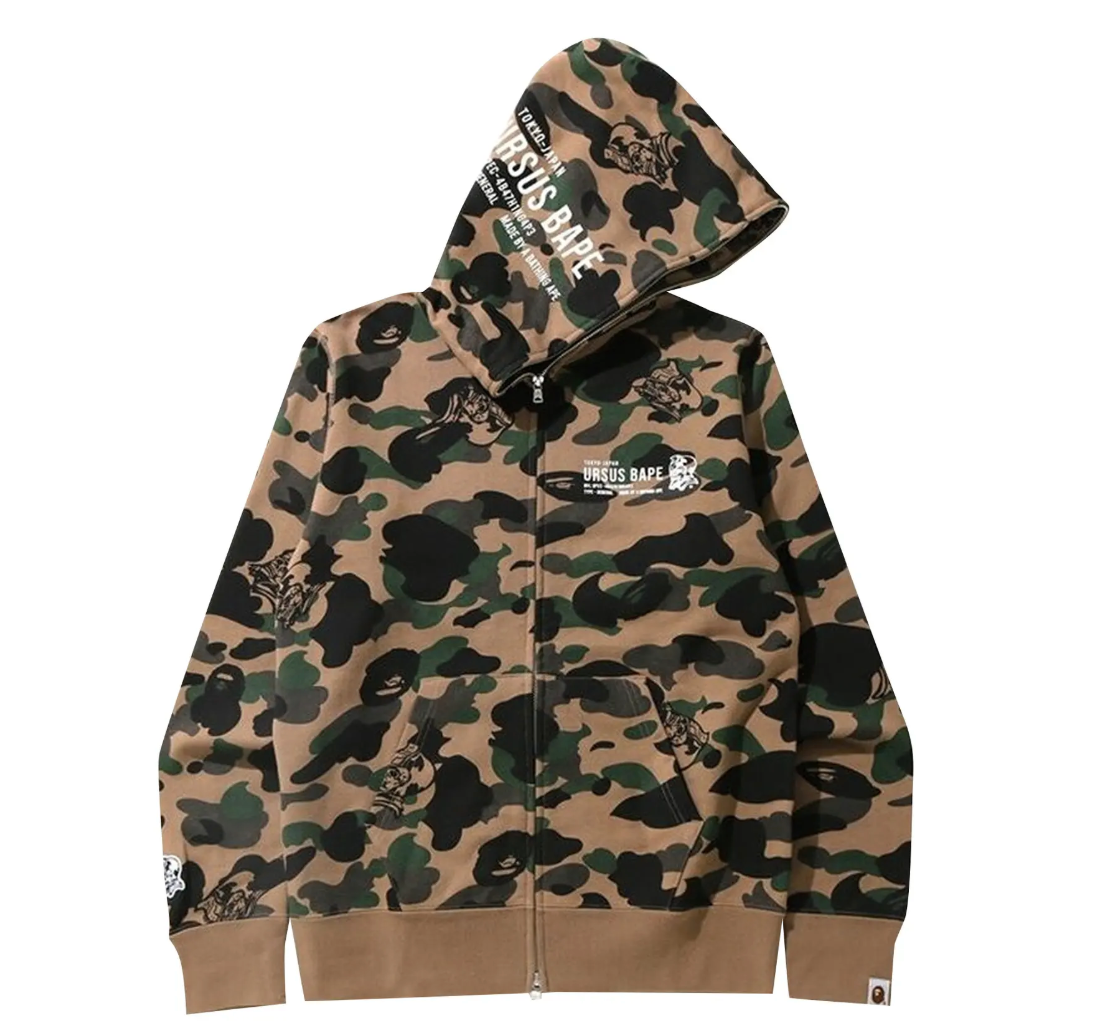 BAPE Ursus Camo Full Zip Hoodie Olive