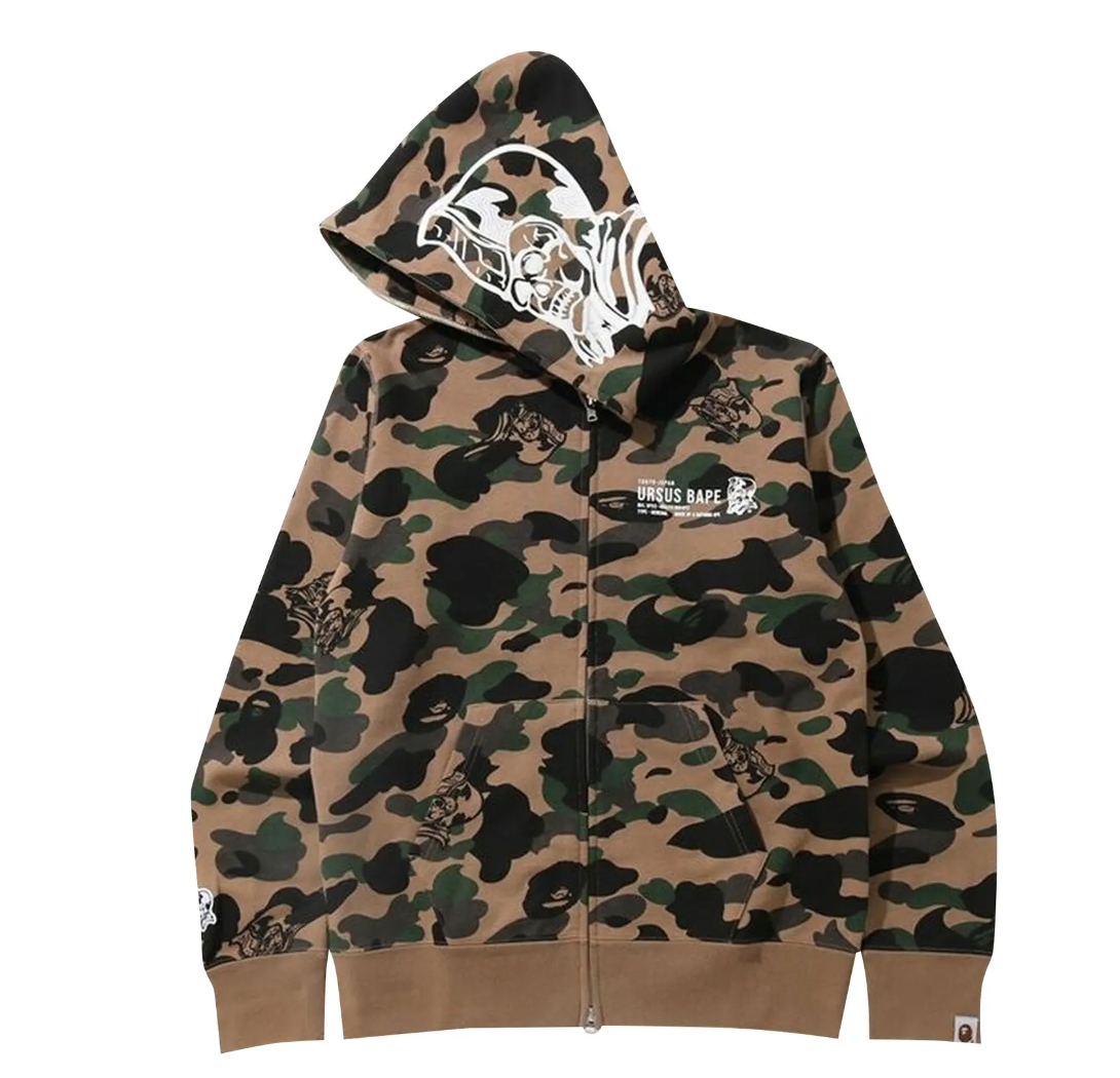 BAPE Ursus Camo Full Zip Hoodie Olive