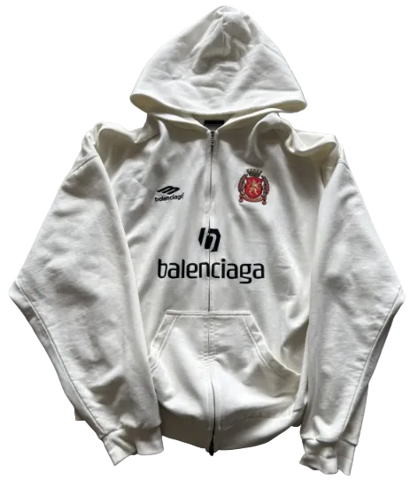 Balenciaga Beverly Hills Soccer Zip Up Hoodie White