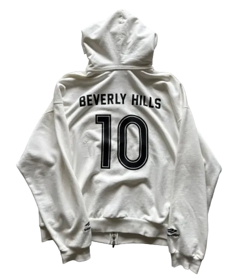 Balenciaga Beverly Hills Soccer Zip Up Hoodie White
