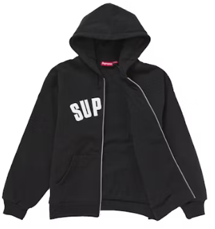 Supreme Arc Thermal Zip Up Hooded Sweatshirt Black