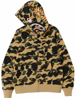 BAPE 1st Camo Shark Full Zip Hoodie Yellow