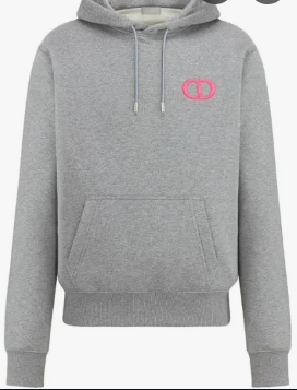Dior Homme CD Icon Drawstring Hoodie Grey Pink