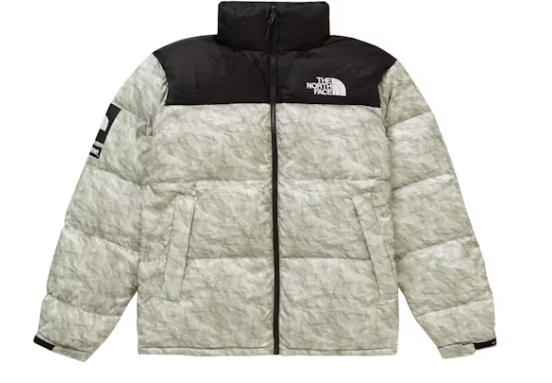 Supreme The North Face Paper Print Nuptse Jacket Paper Print