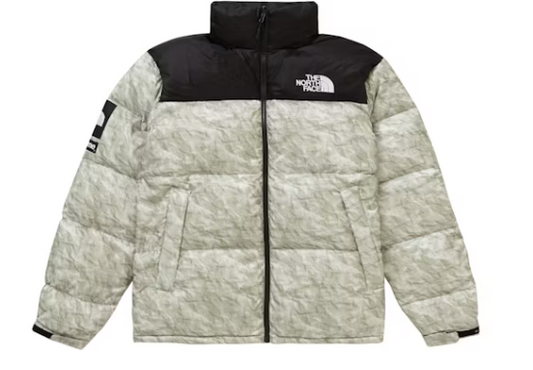 Supreme The North Face Paper Print Nuptse Jacket Paper Print