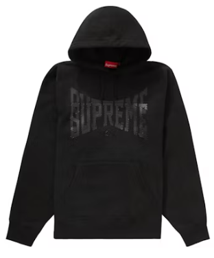 Supreme Rhinestone Shadow Hooded Sweatshirt Black