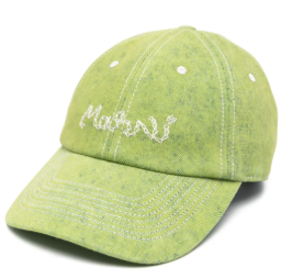 Marni Logo-Embroidered Denim Hat Kiwi Green