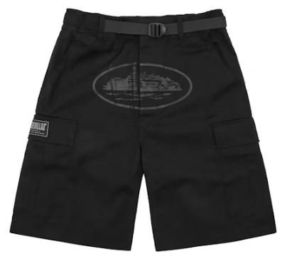 Corteiz Alcatraz Cargo Shorts Triple Black