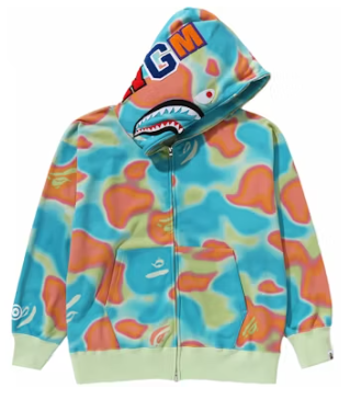 BAPE Liquid Camo Shark Full Zip Hoodie Green