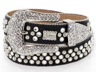 B.B Simon Belt w/ Swarovski Silver Parachute Black