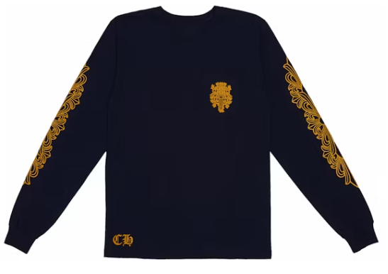 Chrome Hearts V89 Dagger L/S T-Shirt Navy Yellow