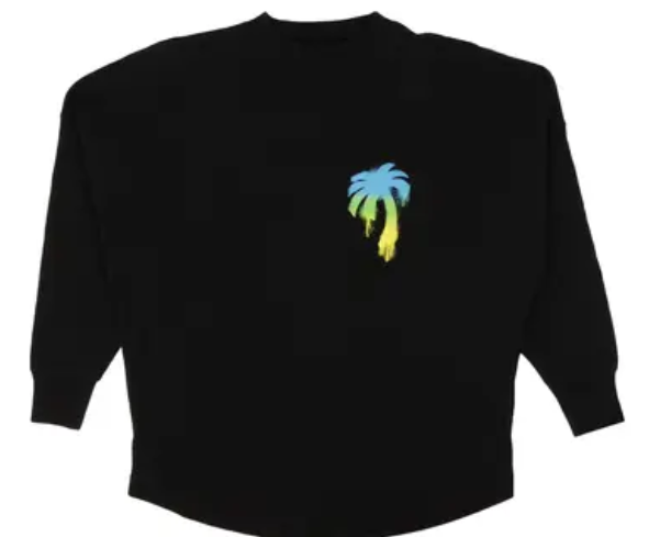 Palm Angels Sprayed Palm Logo Over Tee Black Green