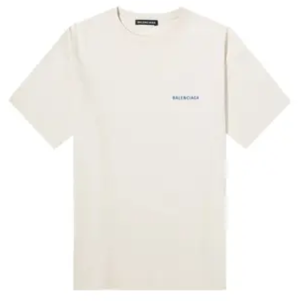 Balenciaga Badge Logo Tee Chalky White Blue