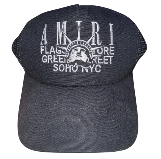 Amiri Soho New York Trucker Hat Black