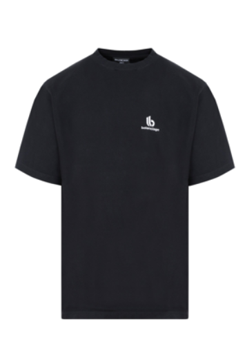 Balenciaga Embroidered Double B Logo T-Shirt Black White