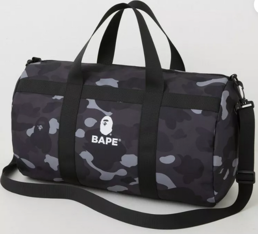 A Bathing Ape Camo Duffle Bag Black