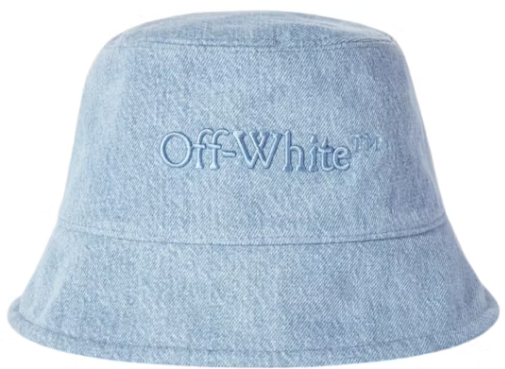 OFF-WHITE Logo Denim Bucket Hat Blue