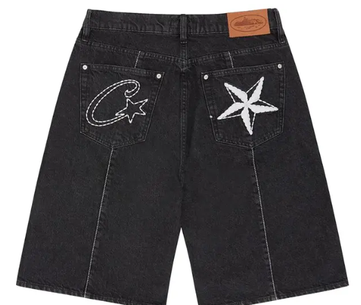 Corteiz C-Star Denim Shorts Black