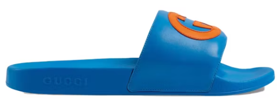 Gucci Slide Interlocking G Leather Blue
