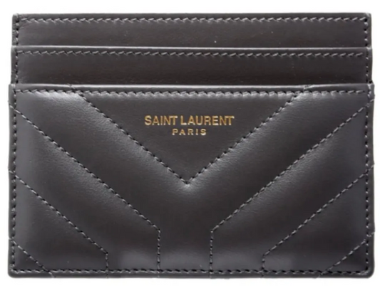 YSL Joan Quilted Leather Card Holder Black