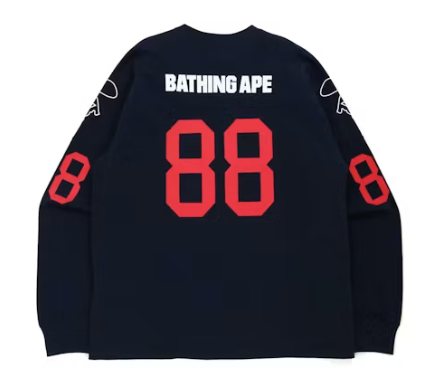BAPE Relaxed Fit Football L/S Tee Navy