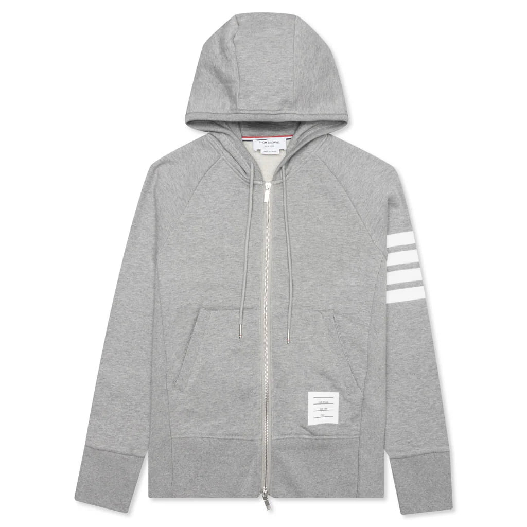 Thom Browne Classic Loopback 4 Bar Full Zip Hoodie Grey
