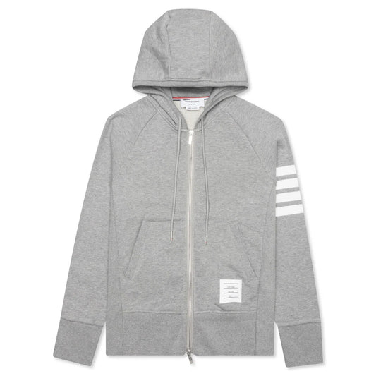 Thom Browne Classic Loopback 4 Bar Full Zip Hoodie Grey