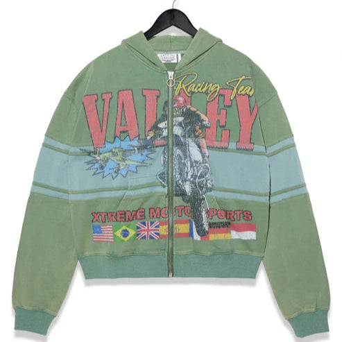 Vale Forever Xtreme Motocross Zip Up Hoodie Green