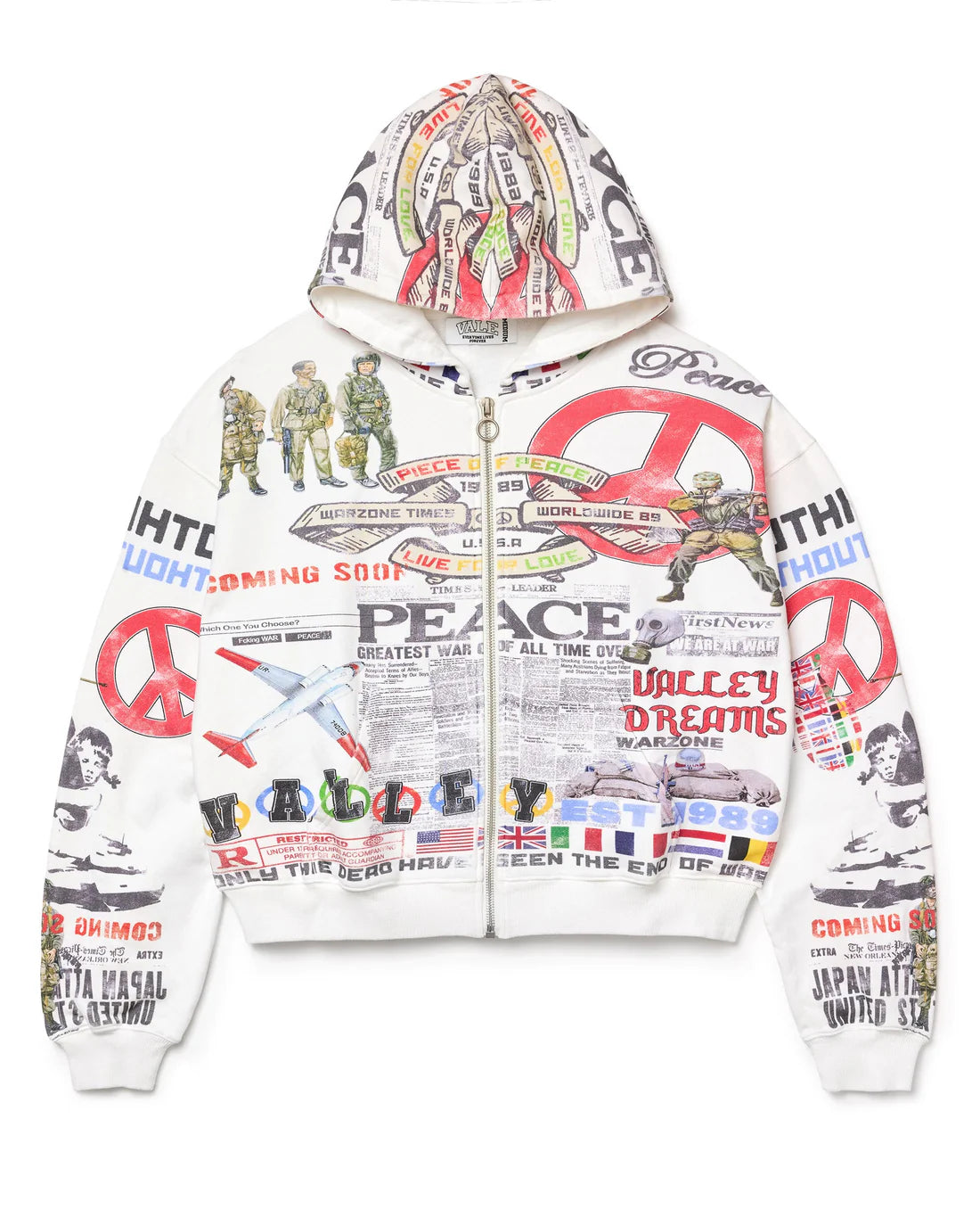 Vale Forever Peace Zip Up Hoodie White