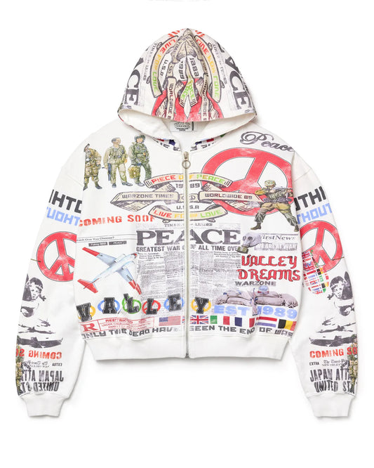 Vale Forever Peace Zip Up Hoodie White