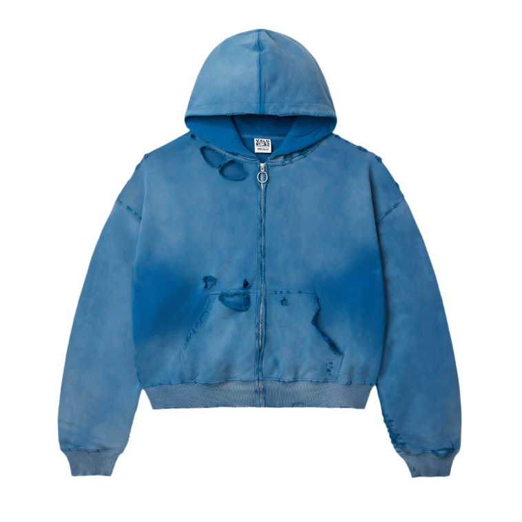 Vale Forever Destroyer Zip Up Hoodie Ocean Blue