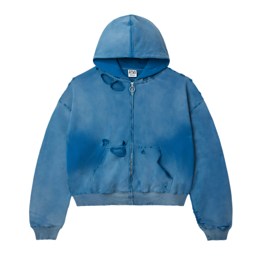 Vale Forever Destroyer Zip Up Hoodie Ocean Blue