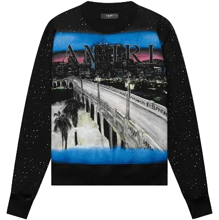 Amiri Painted City Crewneck Sweatshirt Black