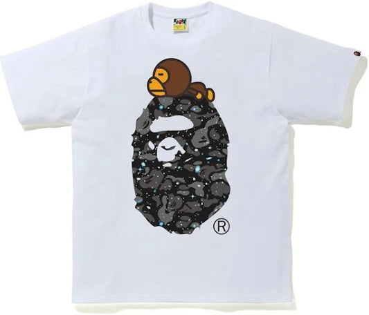 BAPE Space Camo Milo On Big Ape Tee White