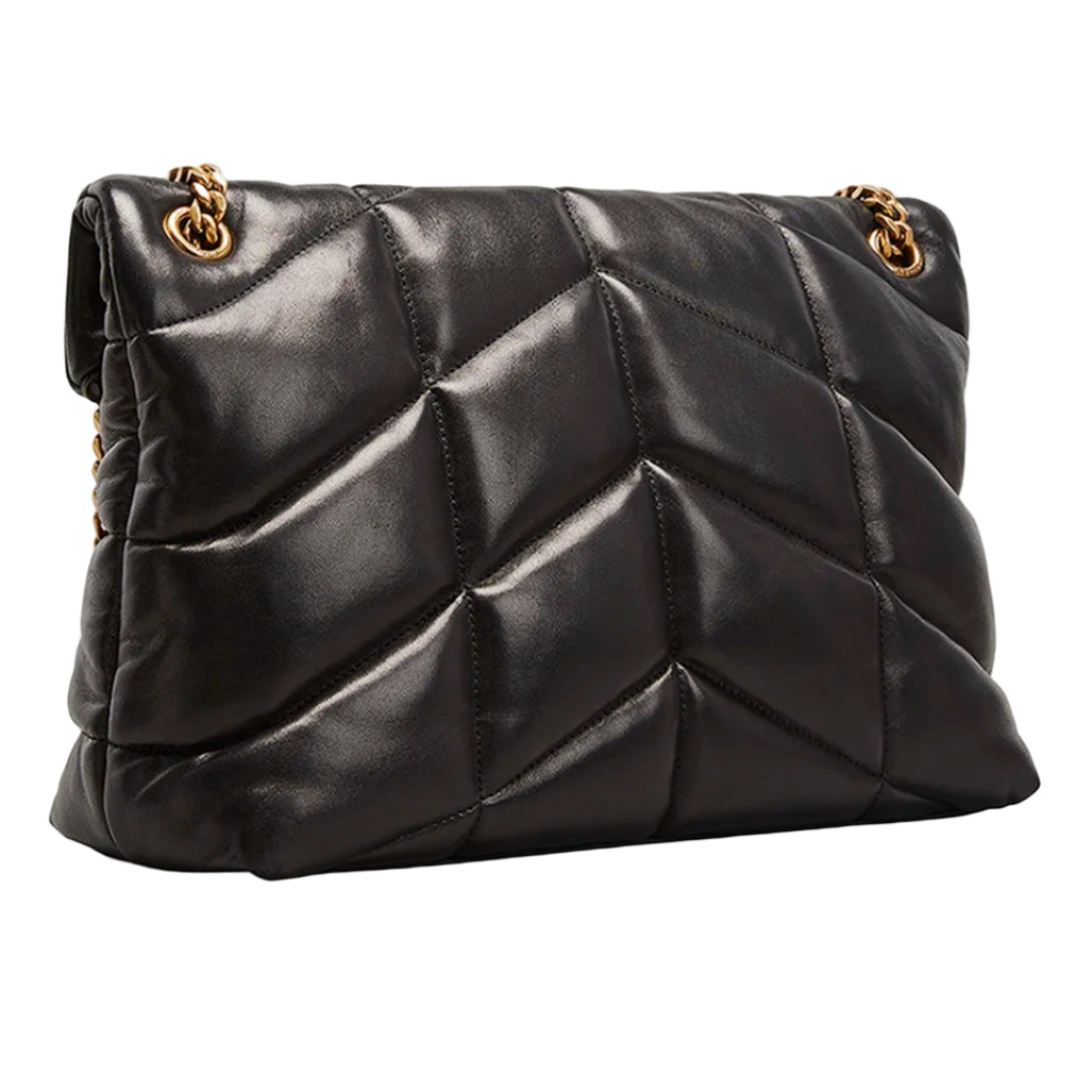 Yves Saint Laurent Lou Puffer Medium Shoulder Bag in Quilted Leather Black