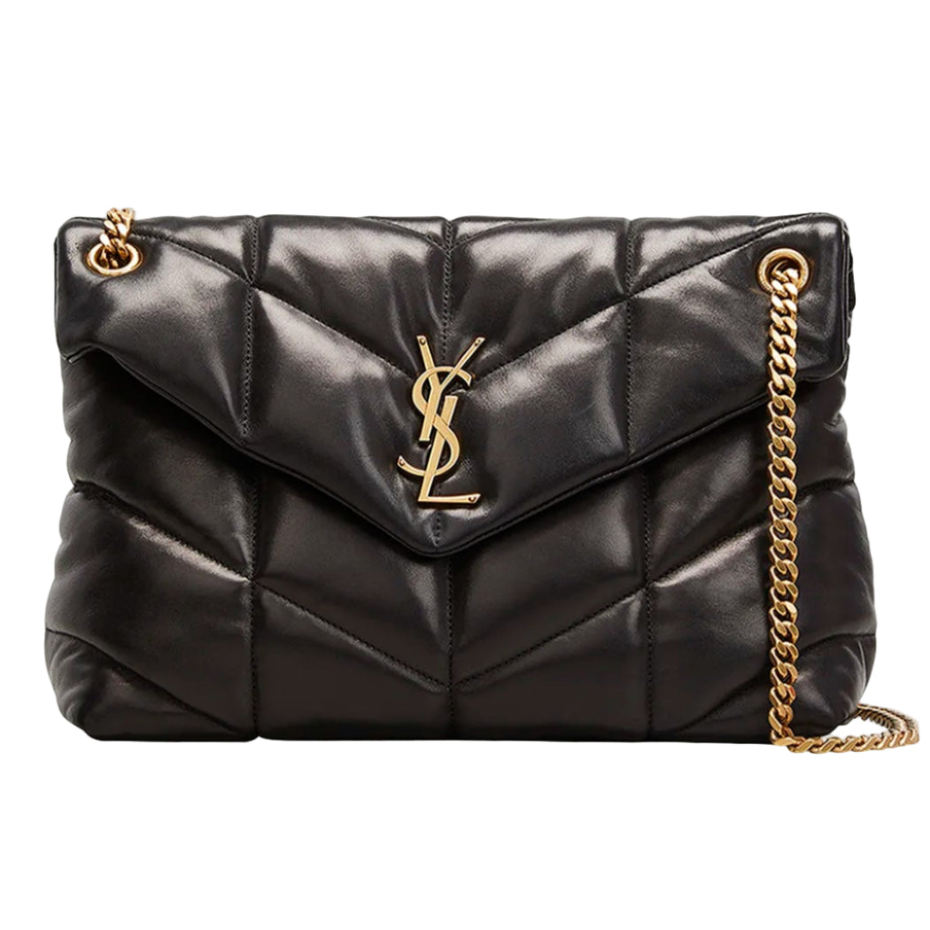 Yves Saint Laurent Lou Puffer Medium Shoulder Bag in Quilted Leather Black
