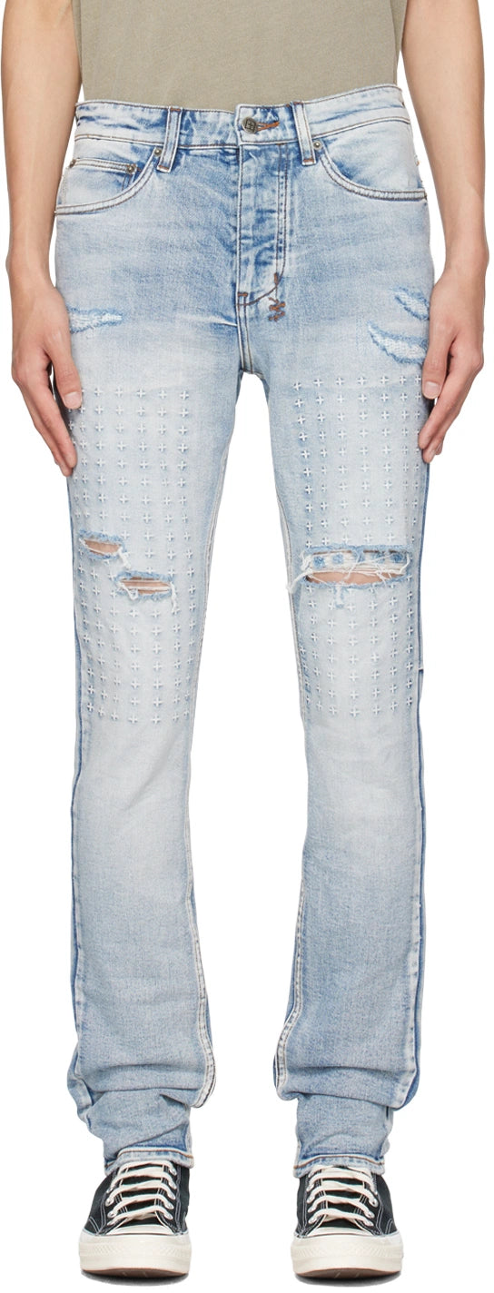Ksubi Blue Chitch Enjoy Trashed Jeans