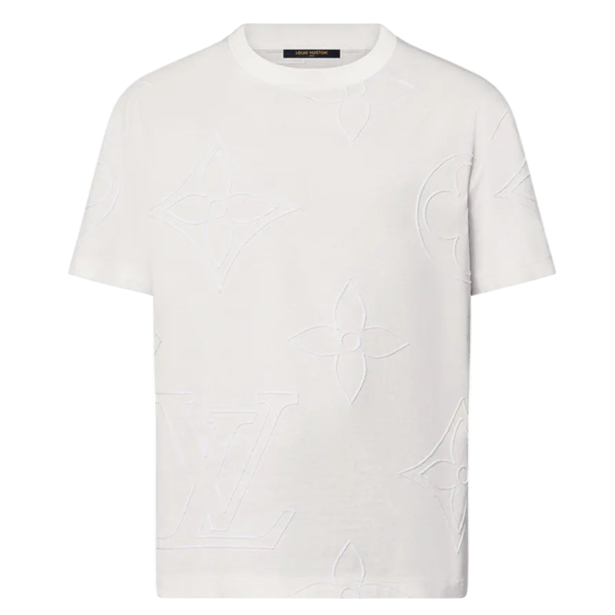 Louis Vuitton LV Monogram Embroidered Cotton T-Shirt White