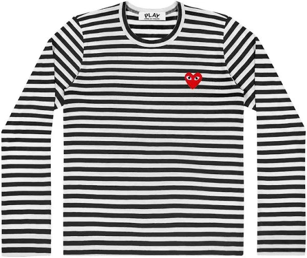 Comme des Garcons PLAY Play Striped Long Sleeve T-shirt Black White