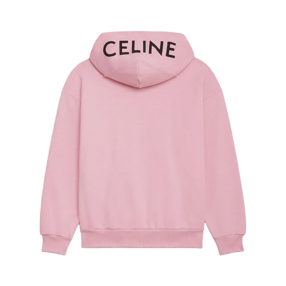 Celine Hood Logo Loose Hoodie Light Rose Black