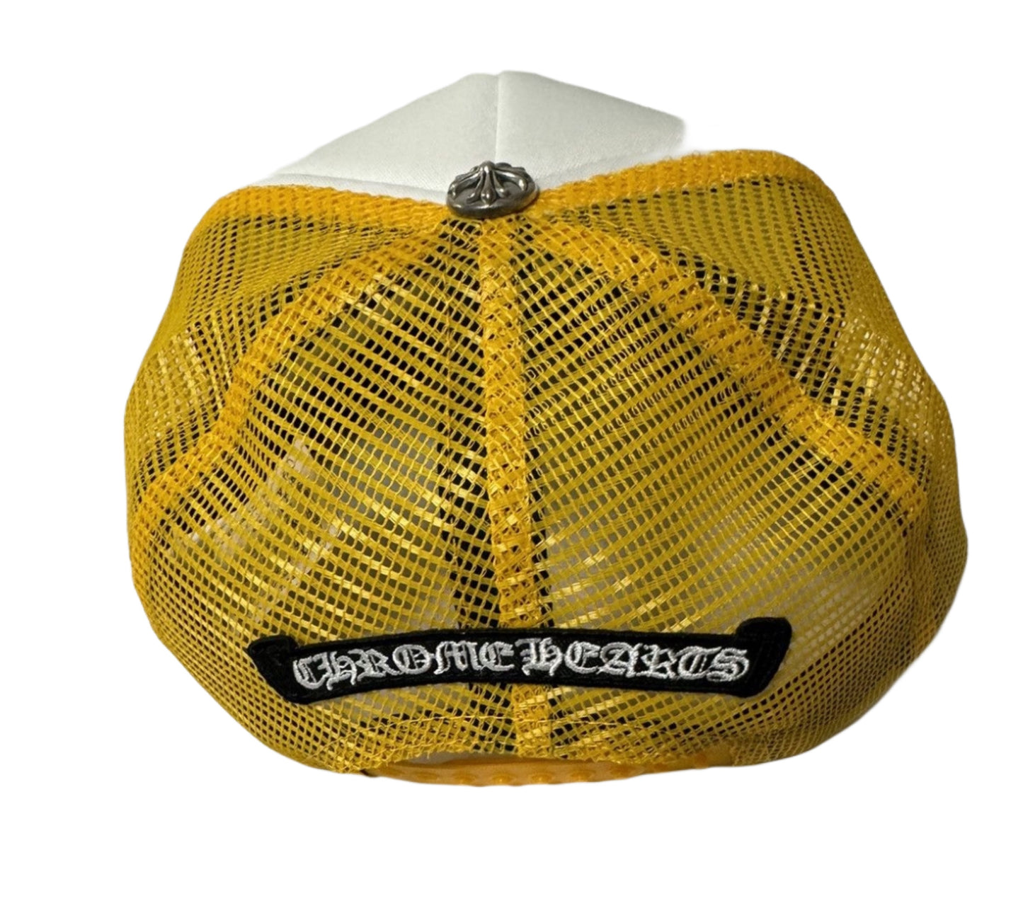 Chrome Hearts Camo Cemetery Cross Trucker Hat Yellow