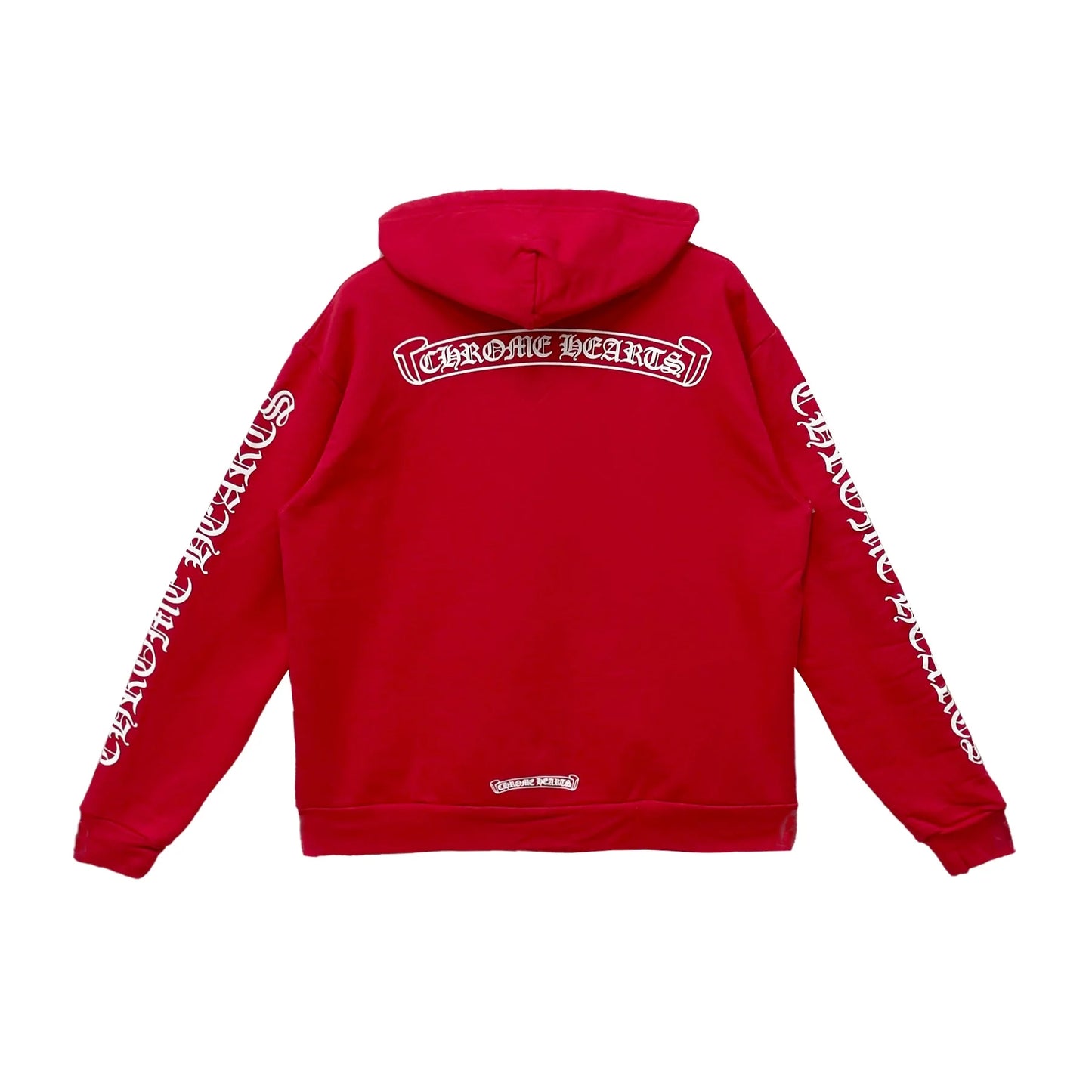 Chrome Hearts Scroll Logo Pullover Hoodie Red White